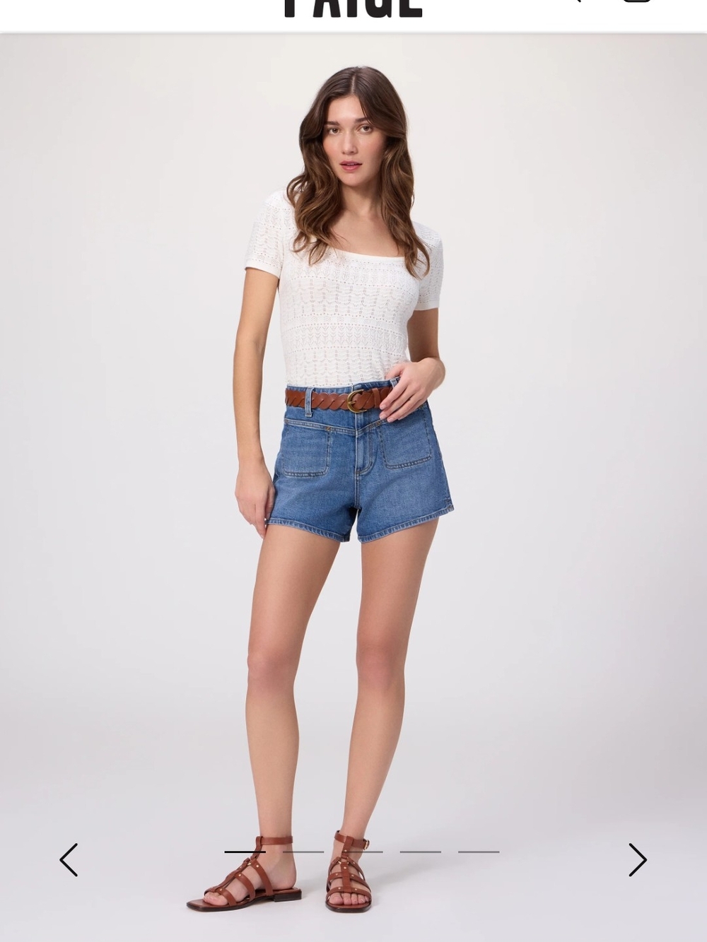 PAIGE Blue Denim Jean Shorts with Brown Belt